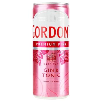 Напиток слабоалкогольный Gordon`s Pink Gin Tonic 6,4% 250мл - купить, цены на КОСМОС - фото 1