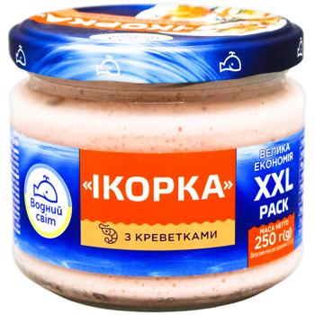 Паста из икры мойвы Водный Мир Икорка с креветками 250г - купить, цены на Идеал - фото 1