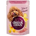 Delickcious Wet Food Flakes with Turkey and Tropical Fruits in Creamy Sauce for Adult Dogs 80g