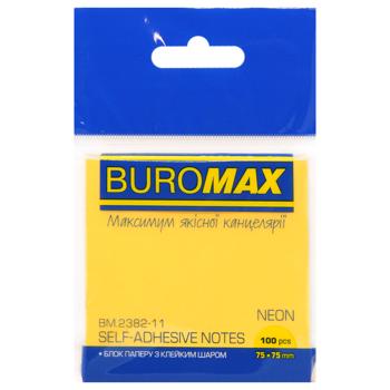 Блок для нотаток Buromax Neon помаранчевий 75*75мм 100 аркушів