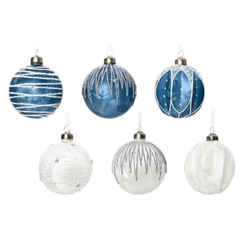 Matte Glass Patterned Christmas Tree Bauble 8cm in assortment - buy, prices for METRO - photo 1