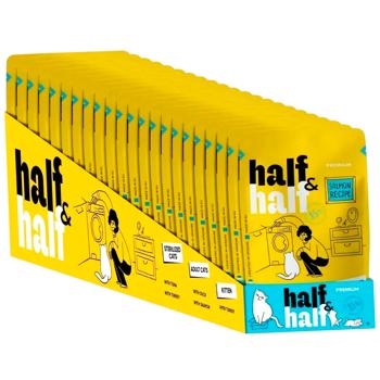 Упаковка вологого корму для котів Half&Half Adult 22 шт х 100 г - лосось - купить, цены на MasterZoo - фото 1