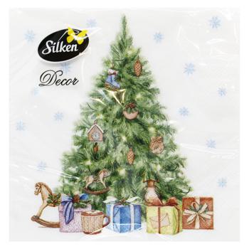 Серветки столові Silken Ялинка з іграшками 3-шарові 33*33см 18шт - купити, ціни на - фото 3