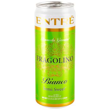 Напиток винный газированный Entre Fragolino Salute Bianco белый полусладкий 6-6,9% 0,33л