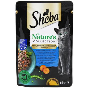 Корм вологий Sheba Nature's з тунцем, лляною олією та горошком для котів 85г - купити, ціни на MasterZoo - фото 1