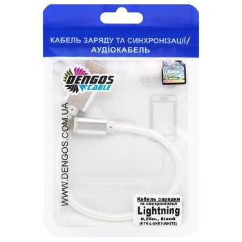 Кабель Dengos Lightning зарядки и синхронизации нитка белый 0,2м - купить, цены на ULTRAMARKET - фото 1