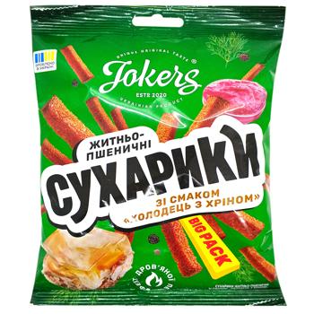 Сухарики JokerS ржано-пшеничные со вкусом Холодец с хреном 100г - купить, цены на Чудо Маркет - фото 1