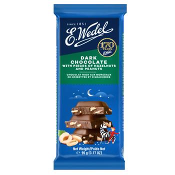 E.Wedel Dark Chocolate with Pieces of Hazelnuts and Peanuts 90g - buy, prices for NOVUS - photo 1