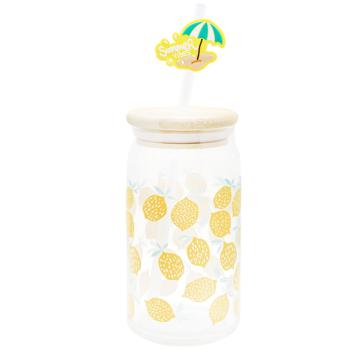 Банка Actuel Summer Vibes с трубочкой 480мл - купить, цены на Auchan - фото 3