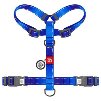 Шлея для собак Waudog Mono Nylon з QR паспортом світловідбивна синій М - купити, ціни на - фото 2