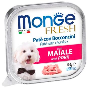 Корм вологий Monge Fresh зі свининою для собак всіх порід 100г - купити, ціни на MasterZoo - фото 1