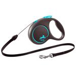 Flexi Black Design Roulette Leash with Cord S Up to 12kg 5m Black/Blue