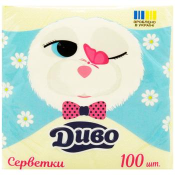 Dyvo 1-Ply Yellow Paper Napkins 33x33cm 100pcs - buy, prices for - photo 2