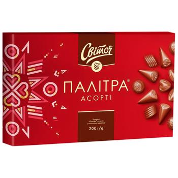 Цукерки СВІТОЧ® Палітра Асорті у молочному шоколаді 200г - купити, ціни на Ідеал - фото 1