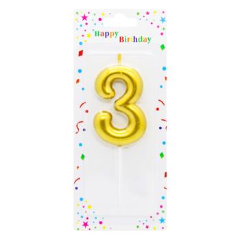 Number 3 Metallic Cake Candle - buy, prices for COSMOS - photo 1