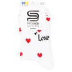 Premier Socks Women's Hearts on White Crew Socks s.23-25