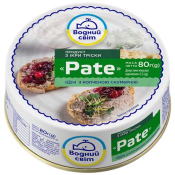 Продукт Водный Мир Pate из икры трески с копченой скумбрией 80г - купить, цены на Эпицентр FOOD - фото 1