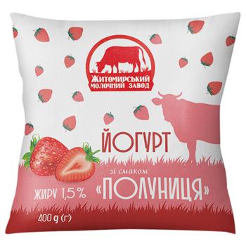 Zhytomyr Milk Plant Strawberry Yoghurt 1.5% 400g - buy, prices for Auchan - photo 1