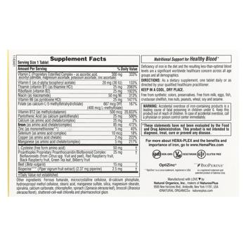 Natures Plus Hema-Plex Slow-Release Iron with Essential Nutrients 30 tablets - buy, prices for Biotus - photo 2
