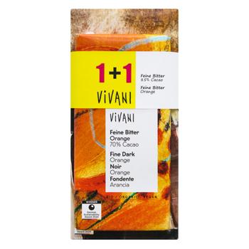 Шоколад чорний Vivan какао органічний 85% 100г + з апельсином 100г