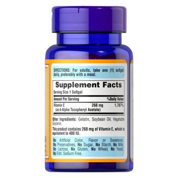 Puritan's Pride Naturally Sourced Vitamin E 400 IU 100 softgels - buy, prices for Biotus - photo 2