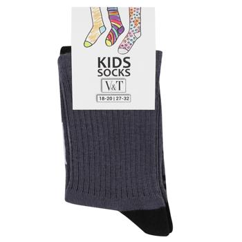 V&T Sport Ribbed Children's Socks s.18-20 Dark Grey