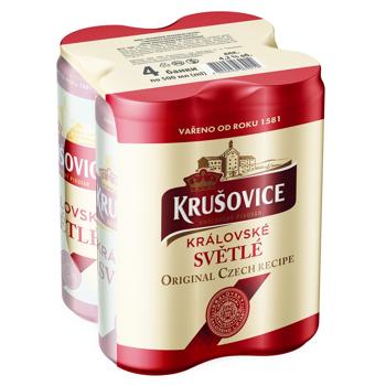 Пиво Krusovice Kralovske Svetle светлое 4,2% 4шт*0,5л - купить, цены на КОСМОС - фото 1