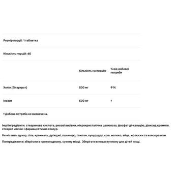 Холін та інозитол Natures Plus 500мг/500мг 60 таблеток - купити, ціни на - фото 2