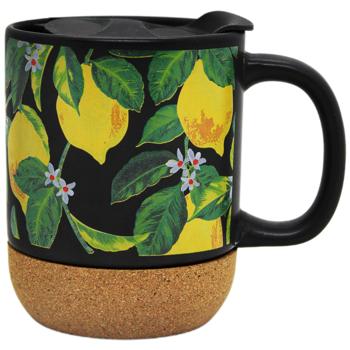 Lemon Ceramic Mug with Lid 340ml