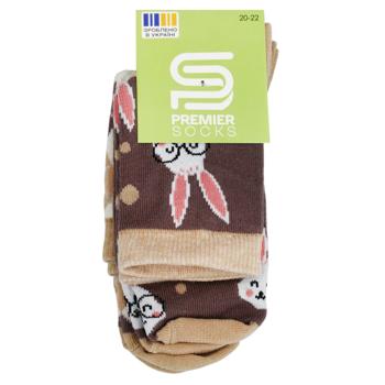 Premier Socks Rabbits Set of Kid's Socks s.20-22 Brown 2 Pairs