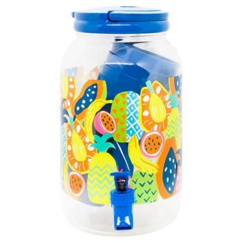 Zed Jar with Tap 3.8l + 4 Glasses Fruit Mix Set for Drinks - buy, prices for - photo 2