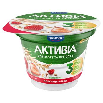 Біфідойогурт Активіа полуниця-злаки 2,2% 180г - купити, ціни на КОСМОС - фото 1