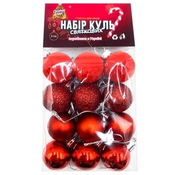 Set of Christmas Tree Plastic Balls 3cm 12pcs - buy, prices for ULTRAMARKET - photo 1