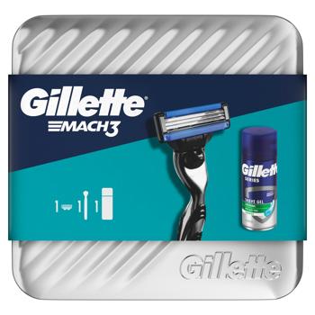 Набір подарунковий Станок для гоління Gillette Mach 3 з 1 змінним лезом + Гель для гоління Gillette Series Заспокійливий 75мл - купити, ціни на NOVUS - фото 3