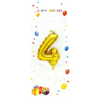 Свічка для торта золото Цифра 4 - купити, ціни на Чудо Маркет - фото 1