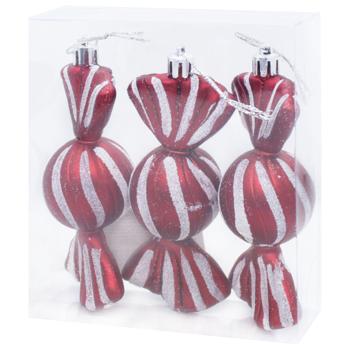 Candies Christmas Tree Decorations Set 10cm 3pcs Red - buy, prices for COSMOS - photo 2