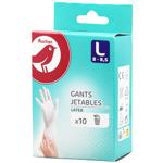Перчатки хозяйственные Auchan тонкие латексные размер L 10шт