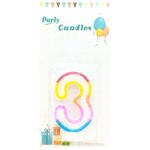 Свічка для торта кольорова Цифра 3