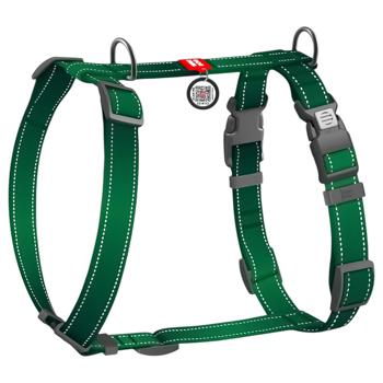 Waudog Mono Nylon Reflective Green Dog Harness with QR Passport M