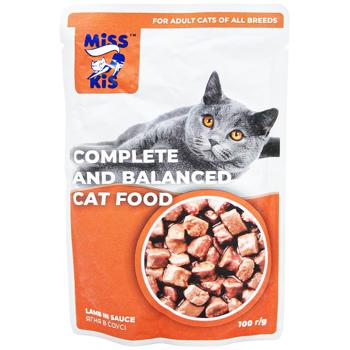 Корм вологий Miss Kis Ягня в соусі для дорослих котів 100г - купити, ціни на Auchan - фото 1