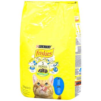 Корм сухой Friskies с лососем и овощами для взрослых кошек 1,5кг - купить, цены на MasterZoo - фото 1