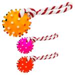 Игрушка для собак Мяч с шипами с веревкой 28см