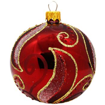 Куля ялинкова з декором червоний 8см в асортименті - купити, ціни на - фото 3