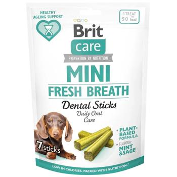 Лакомство для собак Brit Care Mini Fresh Breath Treats с мятой и шалфеем для ухода за полостью рта у собак малых пород 120г - купить, цены на MasterZoo - фото 1