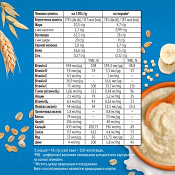 Каша молочная сухая Gerber быстрорастворимая пшенично-овсяная киноа-банан 240г - купить, цены на - фото 3