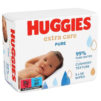 Huggies Pure Extra Care Baby Wet Wipes 3х56pcs - buy, prices for  - photo 1