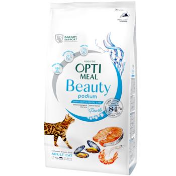 Optimeal Beauty Podium Dry Food with Seafood for Care of Hair and Teeth in Adult Cats 1.5kg