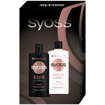 Syoss Keratin Shampoo 440ml + Balm for Easily Breaking Hair 440ml Gift Set