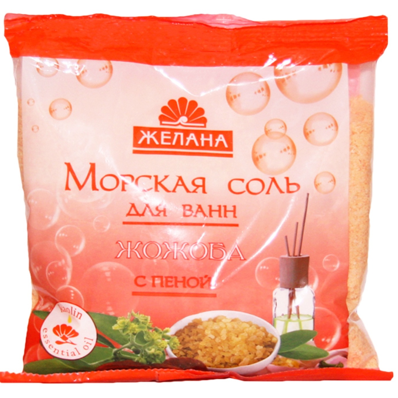 

Морськая соль для ванн Желана Жожоба с пеной и коалином 500г