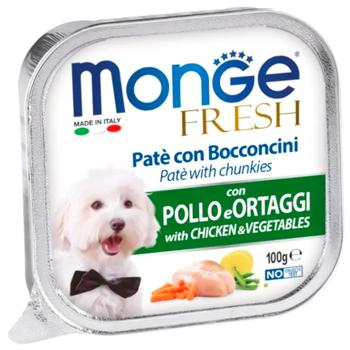 Корм вологий Monge Fresh з куркою та овочами для собак всіх порід 100г - купити, ціни на MasterZoo - фото 1